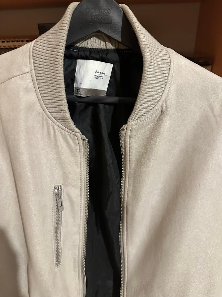 Bershka bej Süet Fermuarlı Erkek Ceket - Görsel 3