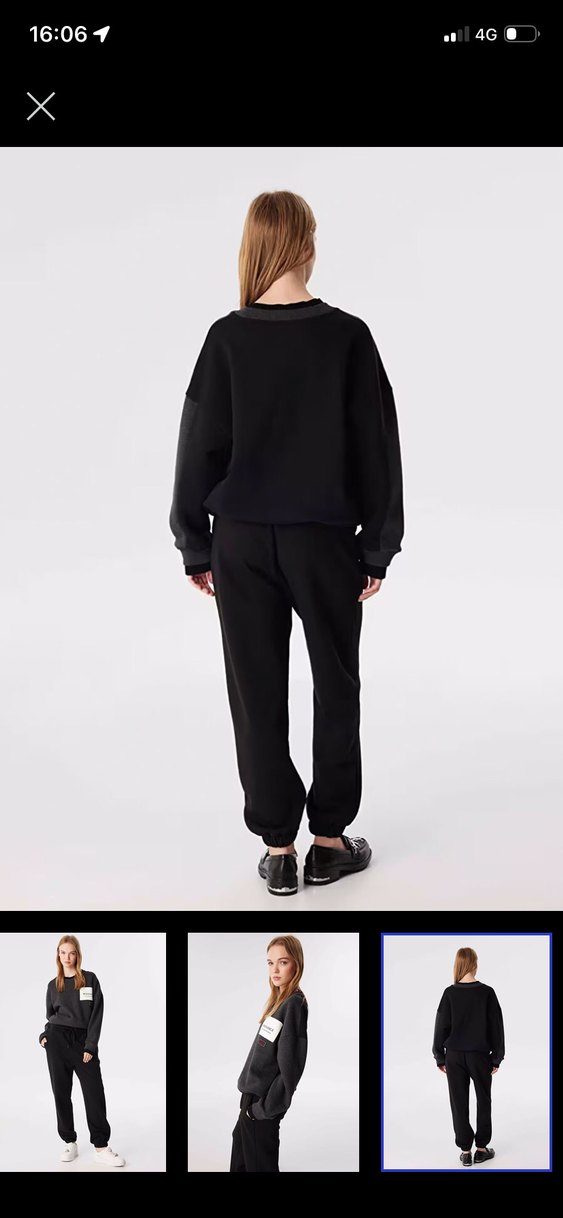 Gri Mini Kadın Sweatshirt, Rahat Kesim, Uzun Kollu - Görsel 3