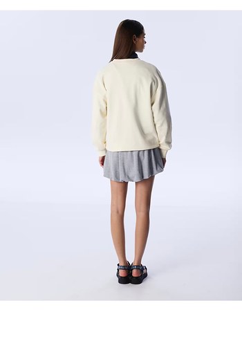 Kadın Beyaz Mini Sweatshirt CRACEO Baskılı - Görsel 2