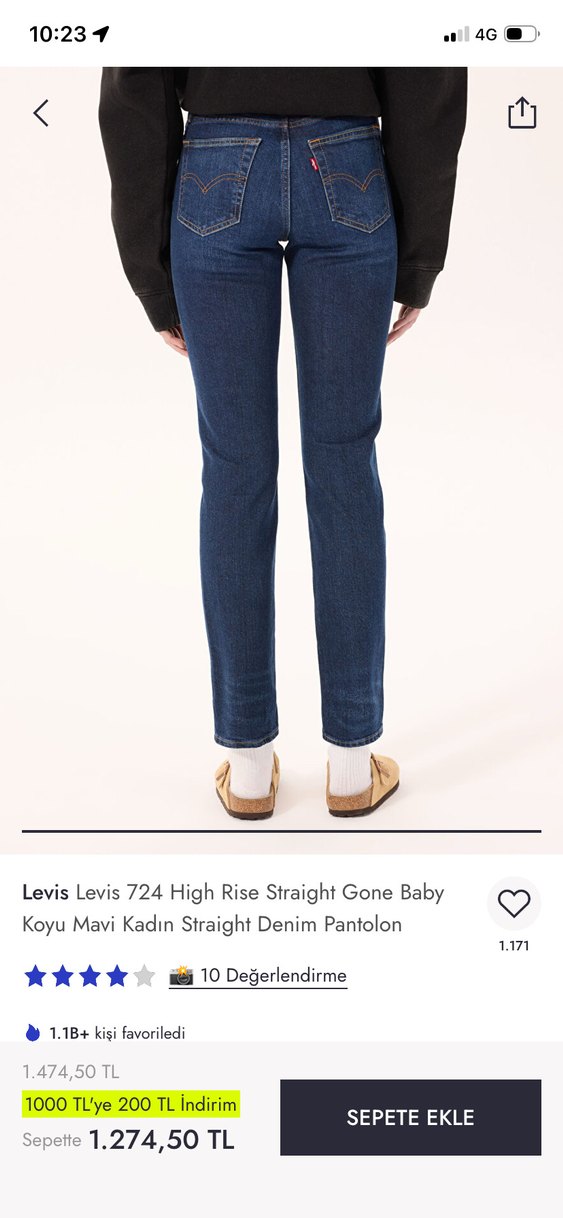 Levis 724 Yüksek Bel Düz Kesim Koyu Mavi Jean - Görsel 2