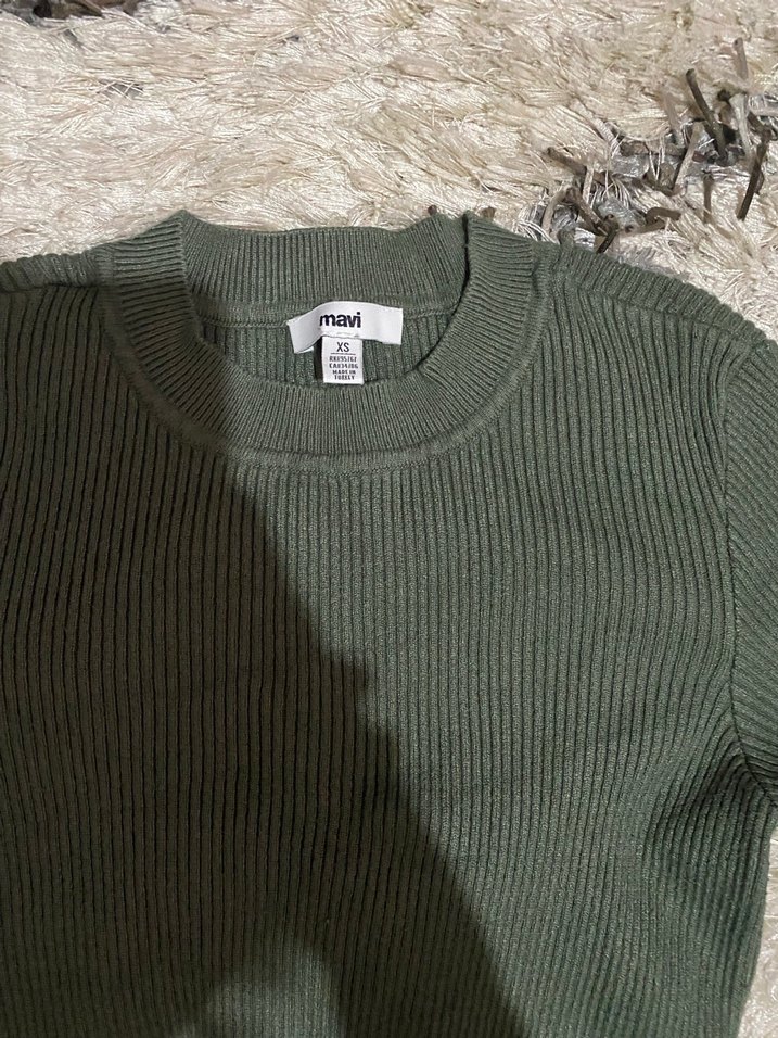 Gri Kadın Triko Uzun Kollu Kazak - Görsel 2