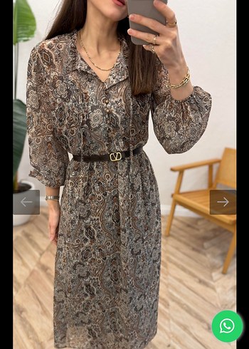 Bohem Yılan Desenli şifon Kadın Elbise - Görsel 2