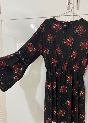 Trendyol & Milla Bordo Çiçekli Uzun Kollu Bohem tunik