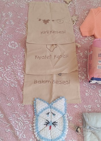 Nakışlı Çocuk Kese Seti - Bej