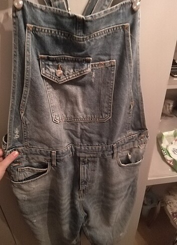 xl Beden Mavi Jean kot salopet