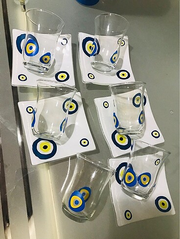 Beden Nazar boncuklu çay bardağı takımı ,