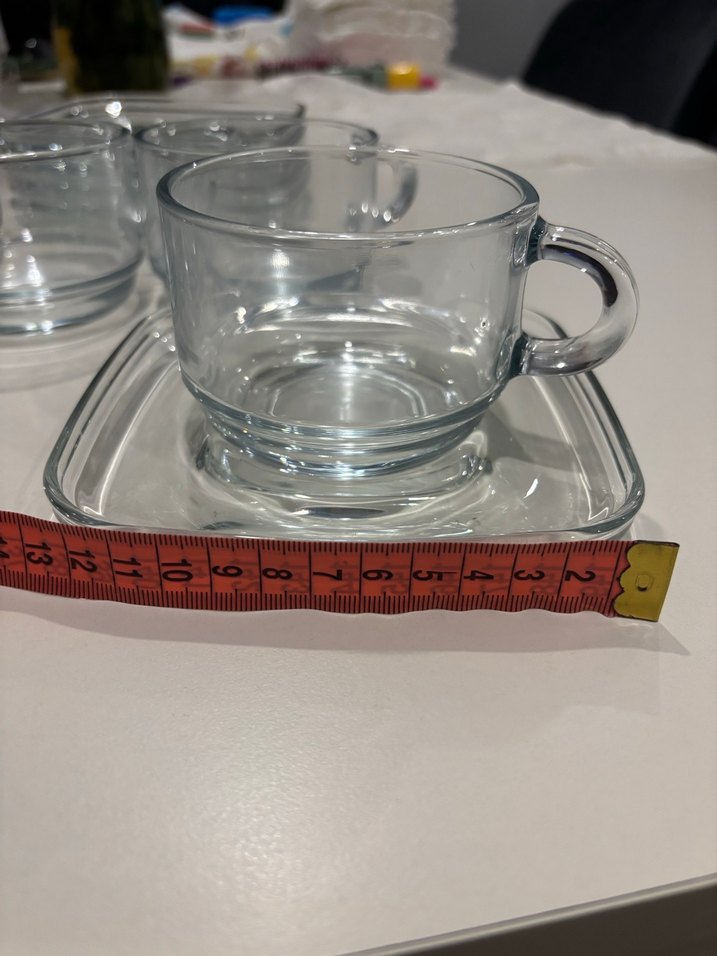 Şeffaf Cam Fincan ve Tabak Seti - Görsel 4