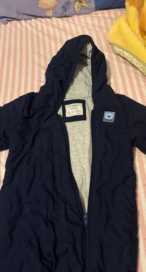 Koyu Mavi Fermuarlı Bebek Tulum mont - Görsel 4