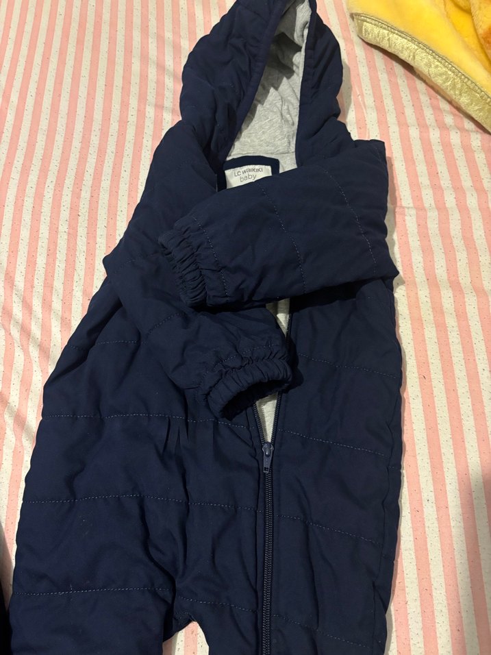 Koyu Mavi Fermuarlı Bebek Tulum mont - Görsel 3