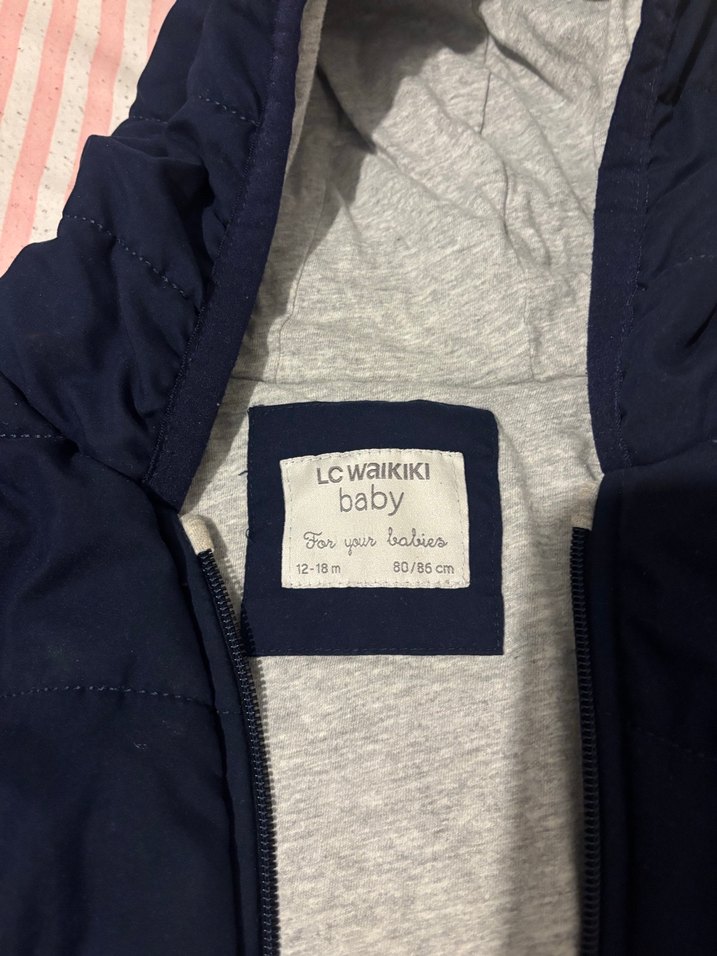 Koyu Mavi Fermuarlı Bebek Tulum mont - Görsel 2