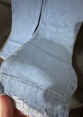 Düğmeli Mavi Kadın Denim Pantolon