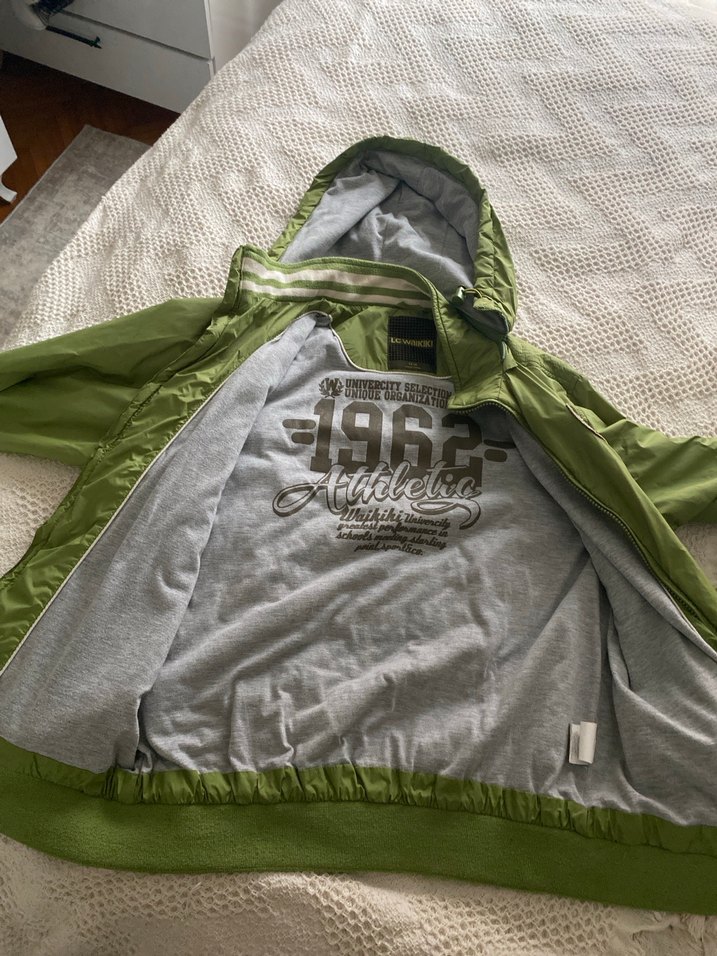 Erkek Çocuk Haki Fermuarlı Street Wear Ceket - Görsel 2