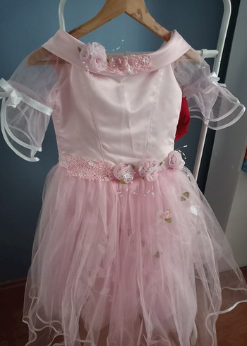 Pembe gece elbisesi, özel dikim 4 kat etek - Görsel 11