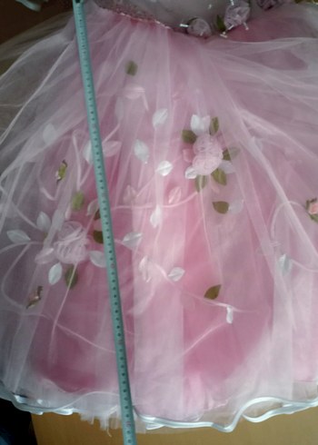 Pembe gece elbisesi, özel dikim 4 kat etek - Görsel 8