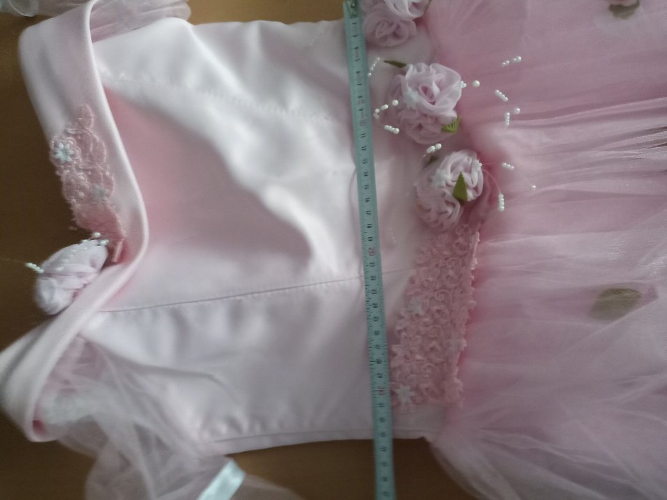 Pembe gece elbisesi, özel dikim 4 kat etek - Görsel 4