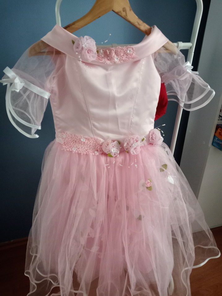 Pembe gece elbisesi, özel dikim 4 kat etek - Görsel 2