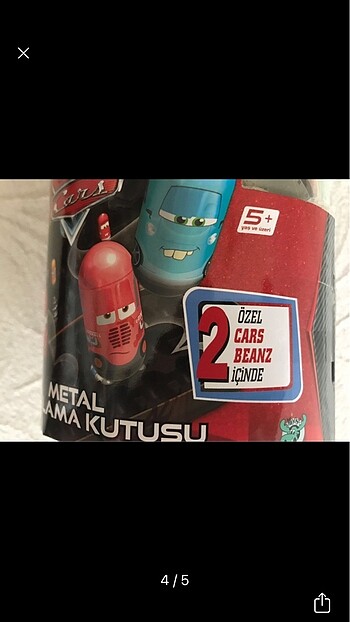 Beden Renk Cars metal saklama kutusu figürlü