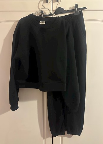 Pull and Bear Siyah Kadın Rahat Kesim Eşofman Takımı