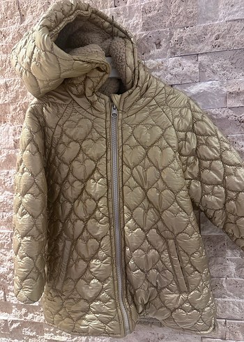 24-36 Ay Beden B&G Store Kapüşonlu, kürklü, altın renk kız mont