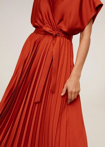 Zara MANGO KİREMİT RENGİ ELBİSE