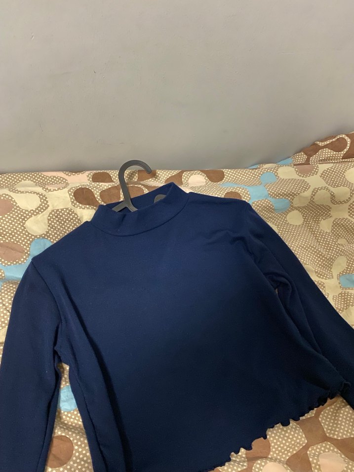 Kadın Lacivert Yüksek Yaka Uzun Kollu Triko - Görsel 2