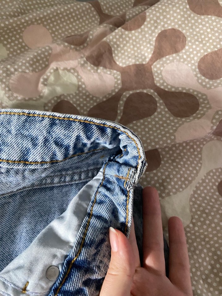 Düğmeli Gri Mavi Midi Kadın Denim Pantolon - Görsel 3