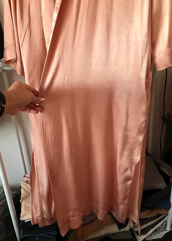 Oysho Pudra Saten Kadın Sabahlık - Görsel 6