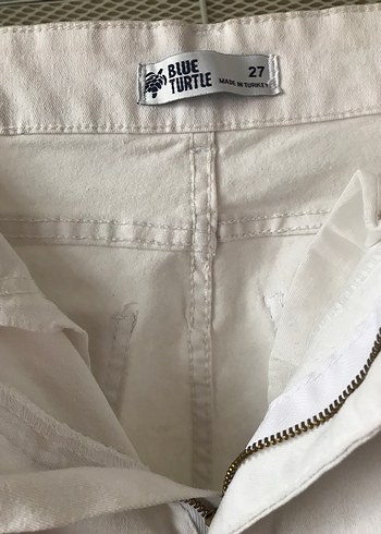 Beyaz İspanyol Paça Kot Pantolon - Görsel 5