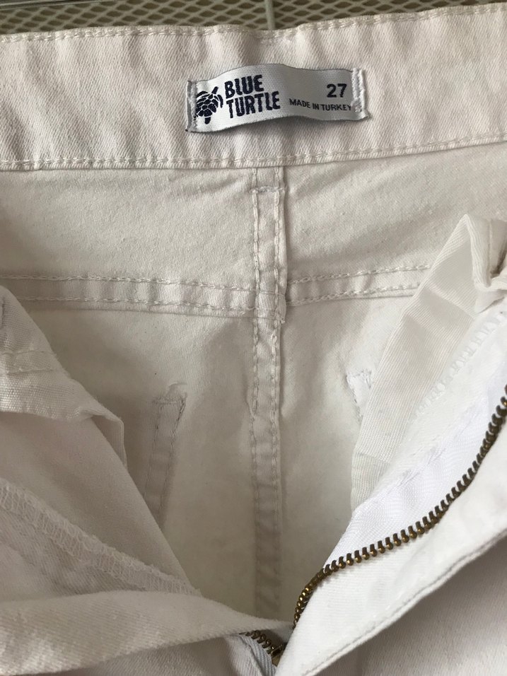 Beyaz İspanyol Paça Kot Pantolon - Görsel 5