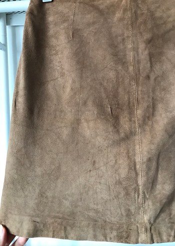 Massimo Dutti %100 Süet Deri Etek - Görsel 5