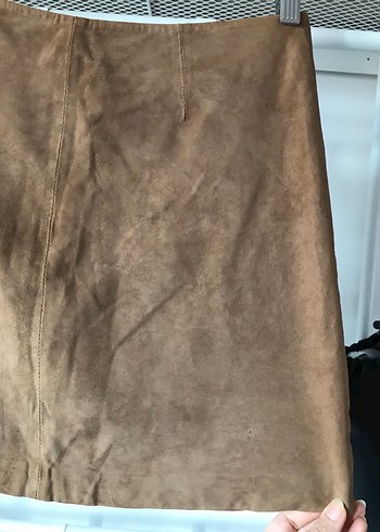 Massimo Dutti %100 Süet Deri Etek - Görsel 6