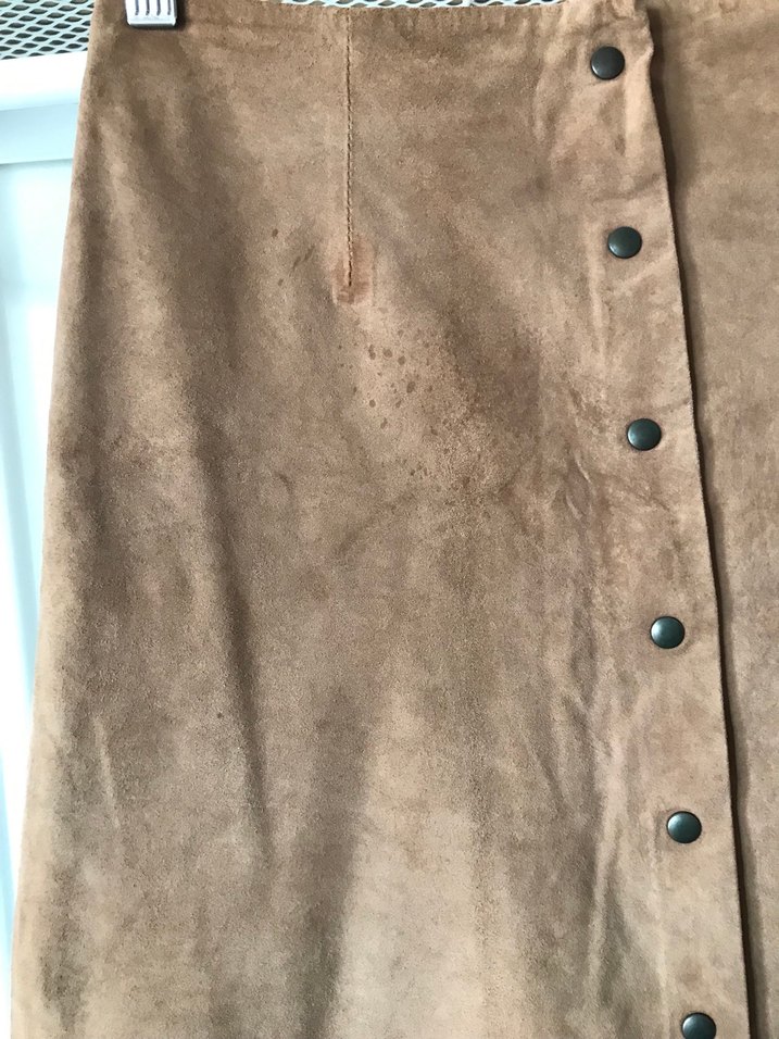 Massimo Dutti %100 Süet Deri Etek - Görsel 3