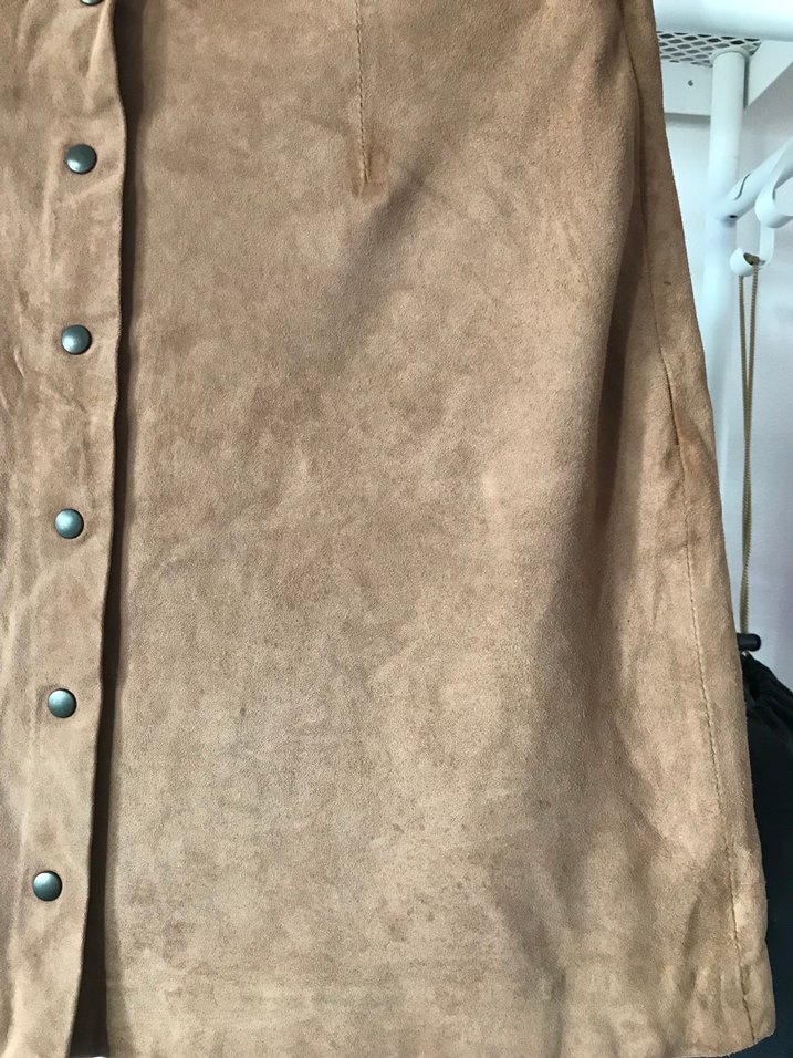 Massimo Dutti %100 Süet Deri Etek - Görsel 4