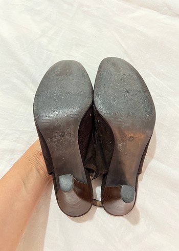 Diğer Klasik Kahverengi Deri Dolgu Topuklu Ayakkabı