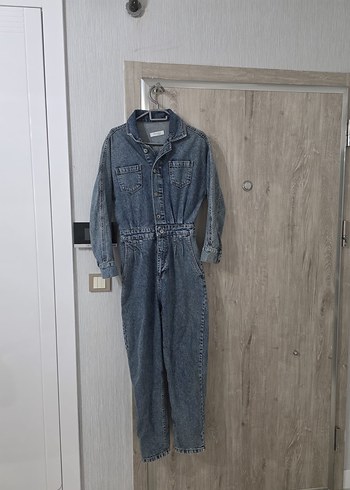 Kadın Gri Denim Kemerli Tulum - Görsel 7