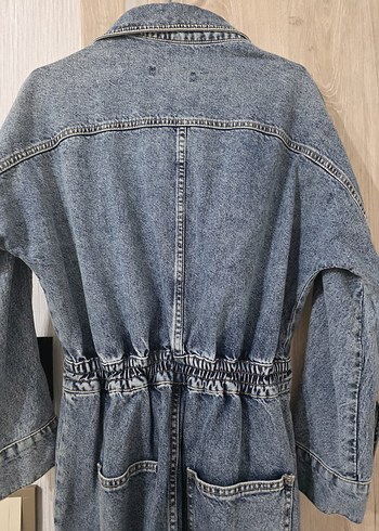 Kadın Gri Denim Kemerli Tulum - Görsel 3