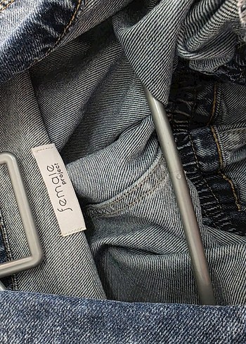 Kadın Gri Denim Kemerli Tulum - Görsel 2