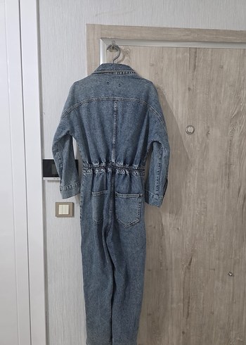 Kadın Gri Denim Kemerli Tulum - Görsel 8