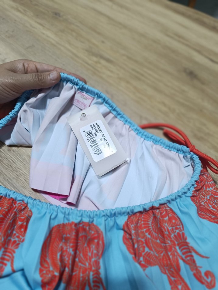 Renkli Fil Baskılı Pileli mayo eteği - Görsel 3