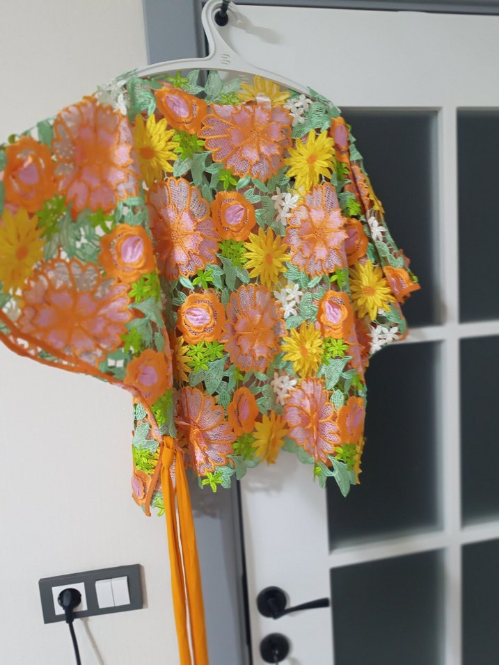 Renkli Çiçek Desenli Bohem panço pareo - Görsel 3