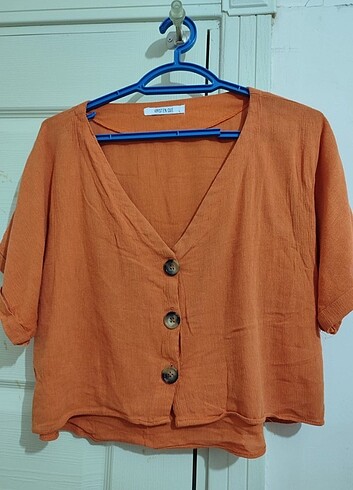m Beden turuncu Renk Düğmeli bluz 