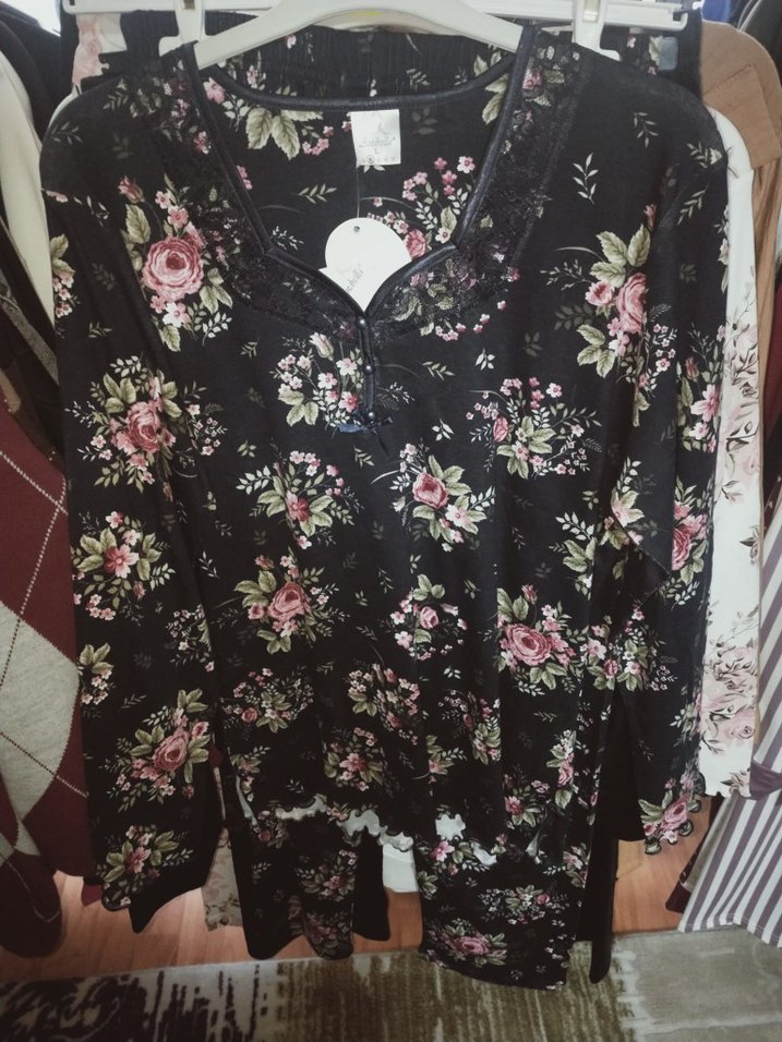 Uzun Kollu Bohem Desenli Kadın Pijama - Görsel 3