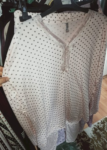 Pembe Bohem Uzun Kollu Mini Pijama - Görsel 2