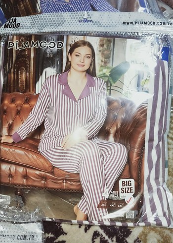 Bordo Düğmeli MODAL Pijama takımı - Görsel 5