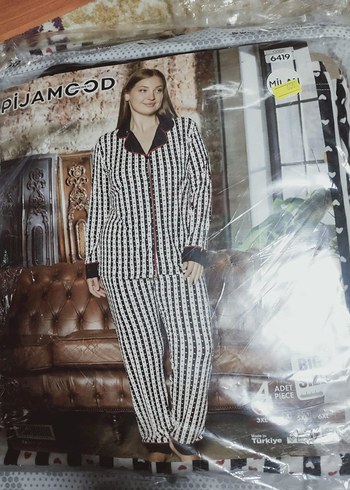 Bordo Düğmeli MODAL Pijama takımı - Görsel 7