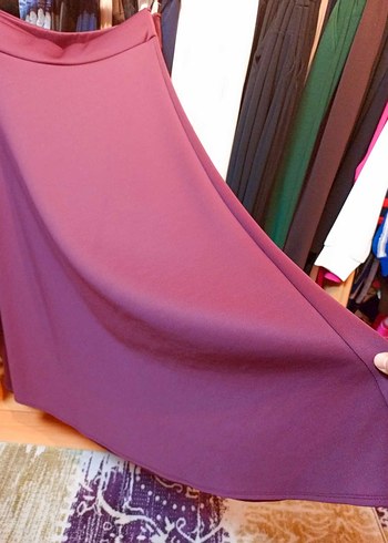 Kahverengi Uzun Salaş Kadın Etek Scuba Kumaş - Görsel 4