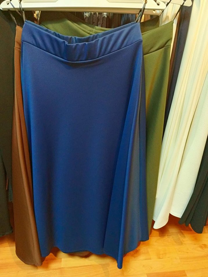 Kahverengi Uzun Salaş Kadın Etek Scuba Kumaş - Görsel 3