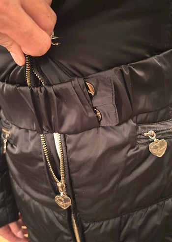 Siyah Fermuarlı Kadın Kışlık Midi Mont - Görsel 3