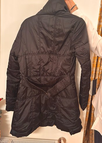 Siyah Fermuarlı Kadın Kışlık Midi Mont - Görsel 2