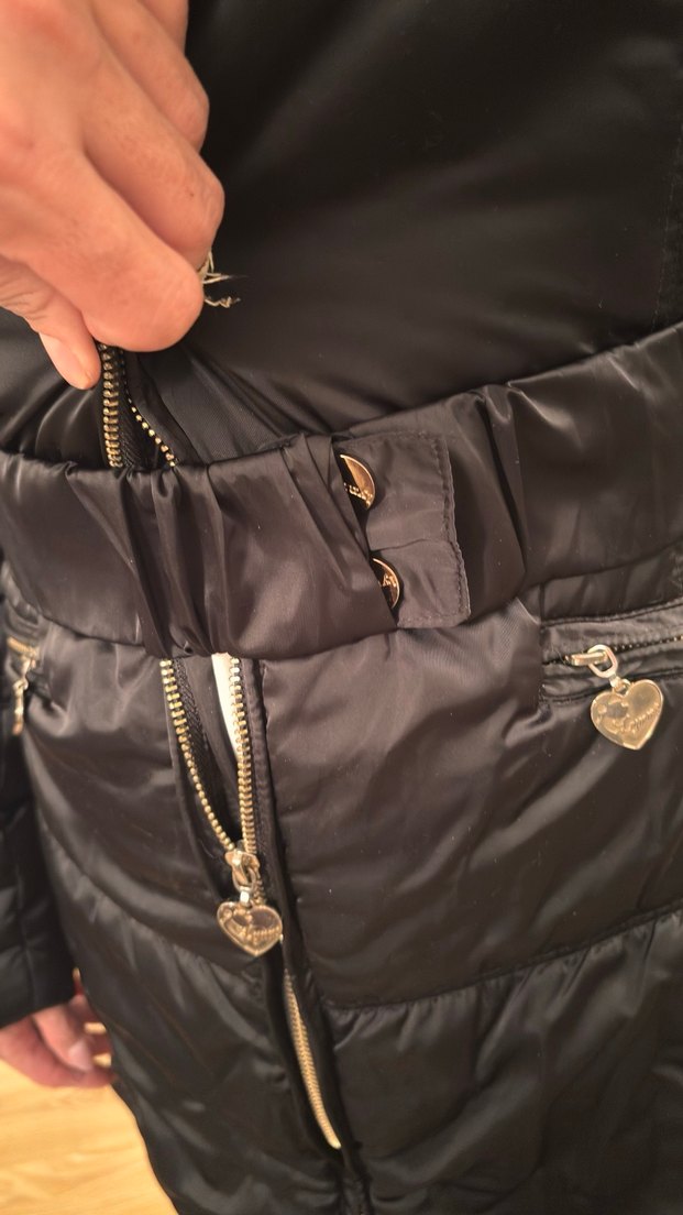 Siyah Fermuarlı Kadın Kışlık Midi Mont - Görsel 3